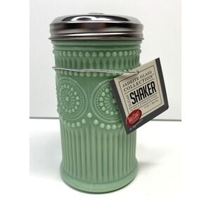 JADEITE Sugar Shaker Green Glass Collection Beaded Design Retro Vintage Style‎